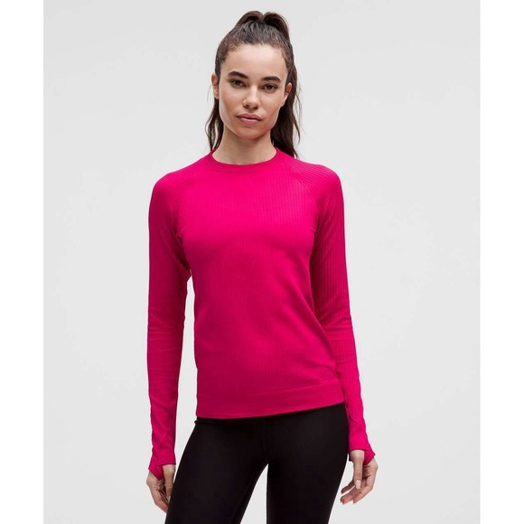 lululemon athletica Tops - Lululemon Rest Less Pullover Colour Rib Passionate Size 10 Yoga Running Athletic